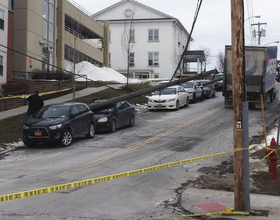 Pepsi truck hits low-hanging power line, causing 3 telephone poles to fall