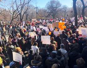 Residents call for an end to gun violence during March for Our Lives in New York City