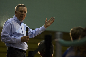 Ohio Gov. and presidential candidate John Kasich campaigned in Syracuse on Friday ahead of the New York state primary.