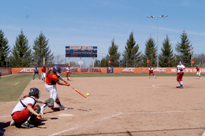 Corinne Ozanne is just one Syracuse hitter that has benefitted from the favorable wind patterns near right field of SU Softball Stadium. 