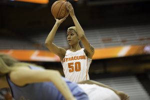 Despite early foul trouble, Briana Day put up 16 points in 16 minutes of action last week against Rhode Island. 