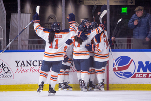 The Orange had plenty to celebrate on Friday night, easily stifling the RIT offense.