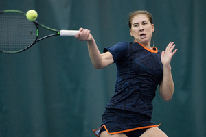 Anna Shkudun fended off the Cardinals' Tiffany Huber in straight sets.