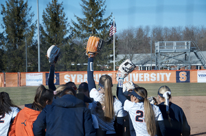 Shannon Doepking encourages the banter from Syracuse's dugout.