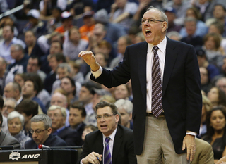 Jim Boeheim calls out to his Syracuse team.