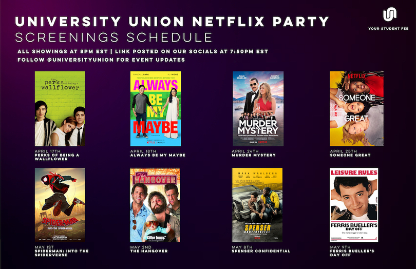 University Union to host weekly Netflix Parties