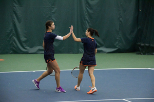 Masha Tritou, left, and Libi Mesh, right, are two of the six international players on the Syracuse roster. 