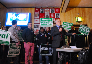 Hawkins held his watch party at the Polish Home, a private club on Syracuse's Westside.